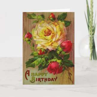 Carte Rose vintage voeux d'anniversaire