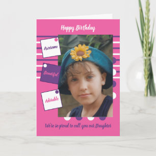 Carte Rose violet magnifique photo fille anniversaire