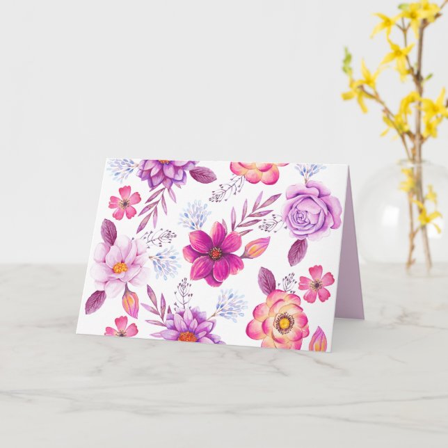 Carte Rose violette (Fleur jaune)