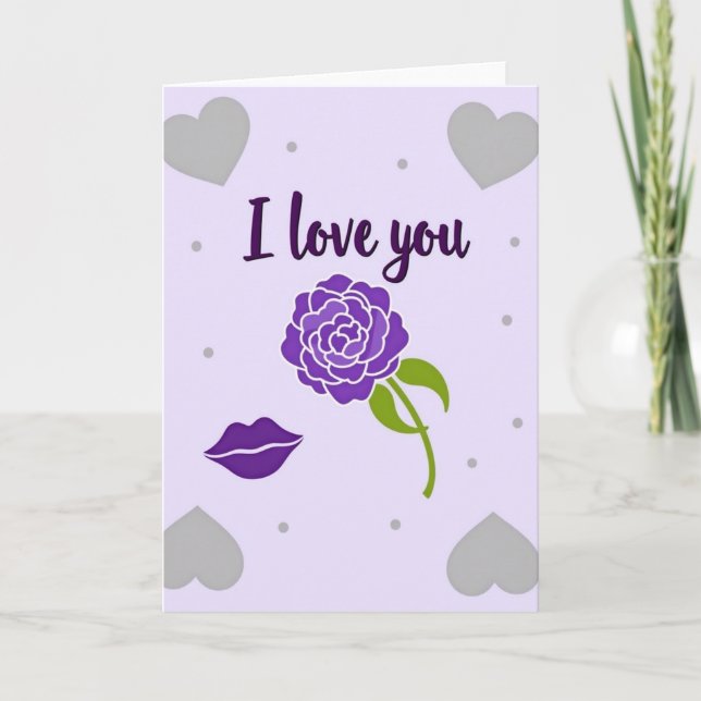 Carte Rose Violette Je T'Aime (Devant)