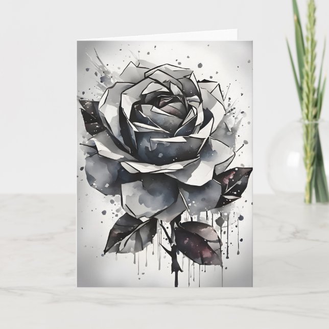 Carte Rose - Watercolor flowers (Devant)