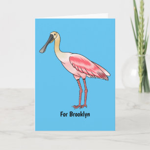 Carte Roseate spoonbill bird cartoon illustration 