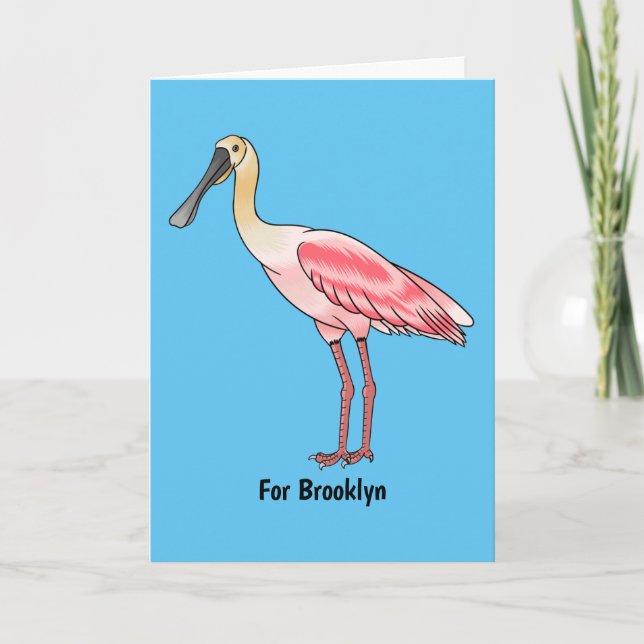 Carte Roseate spoonbill bird cartoon illustration  (Devant)
