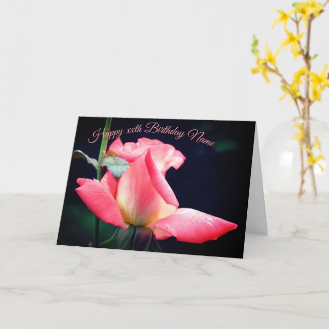 Carte Rosebud Délice Floral Personnalisé Anniversaire (Fleur jaune)