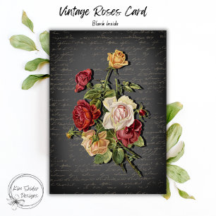 Carte Roses Anciennes sur Tableau Noir Ancien