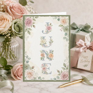 Carte Roses Aquarelle Typographie Juin Anniversaire Juin