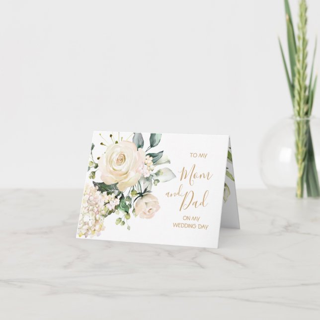 Carte Roses blanches à ma Mère et à mon Père le jour de  (Devant)