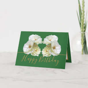 Carte Roses blanches Chic élégant Bouquet floral Anniver