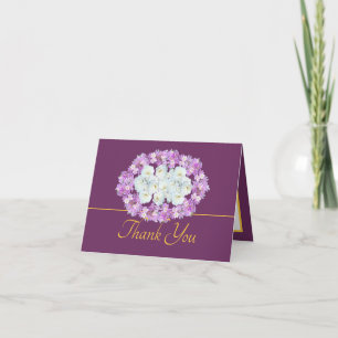 Carte Roses chic en or violet Crocus Merci de couronne
