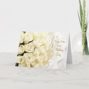 Carte Roses crème blanches. Merci Mère pour mon mariage