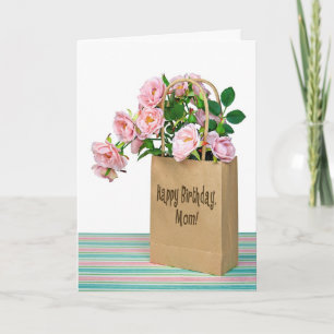Carte Roses d'anniversaire rose pour maman