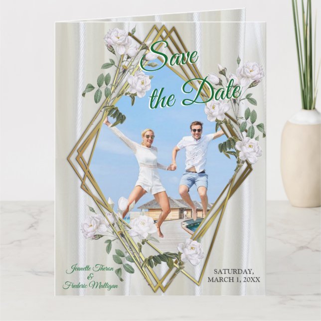 Carte Roses d'aquarelle blanche peints sur le champagne  (Devant)