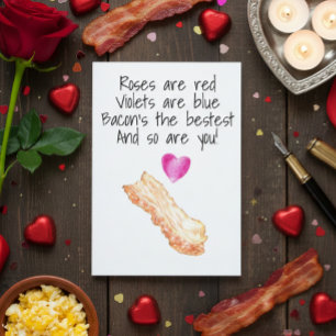 Carte Roses de bacon sont Rouges  Saint-Valentin drôle