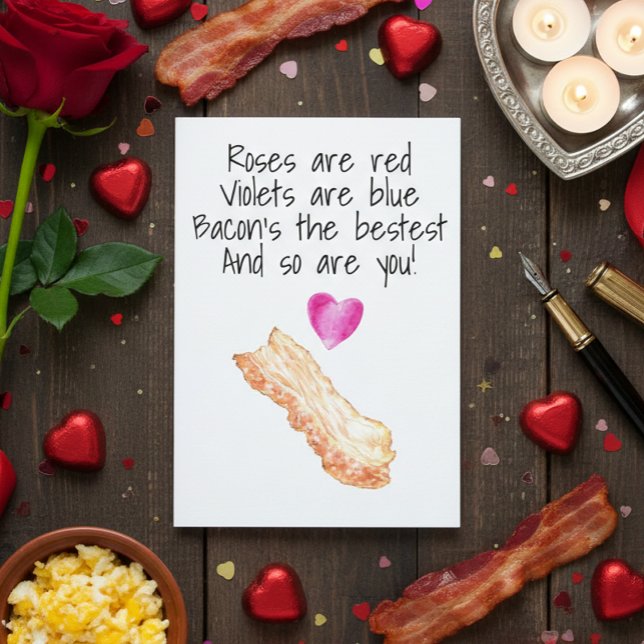 Carte Roses de bacon sont Rouges  Saint-Valentin drôle (Créateur téléchargé)