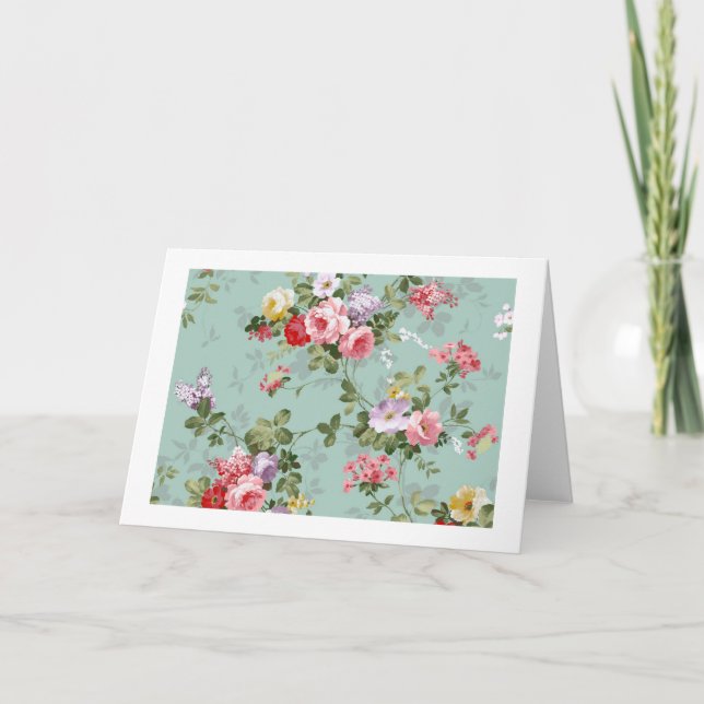 Carte Roses de chou sur bleu-clair (Devant)