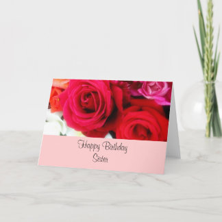 Carte Roses de salutation d'anniversaire de soeur