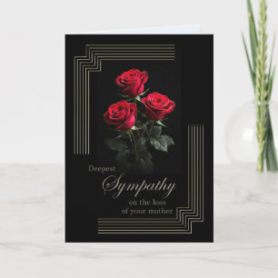 Carte Roses de sympathie de mère sur fond noir