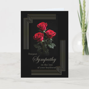 Carte Roses de sympathie pour petit ami sur fond noir
