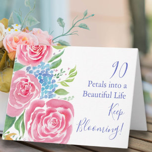 Carte Roses décontractées à l'aquarelle & Hydrangea 90e