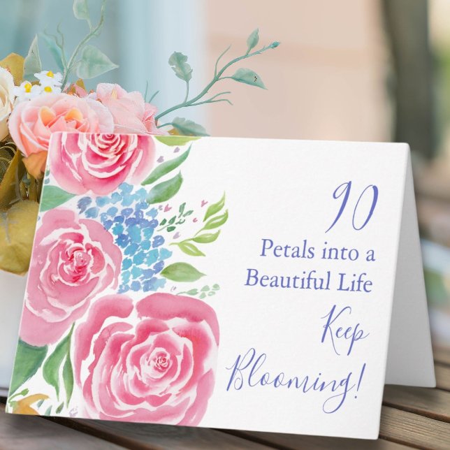Carte Roses décontractées à l'aquarelle  & Hydrangea 90e (Créateur téléchargé)