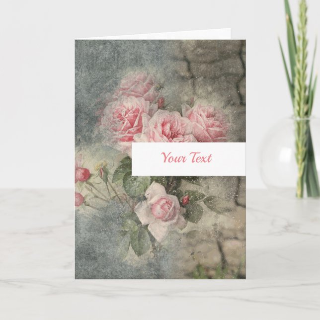 Carte ROSES DÉCRÉPITES - Fleurs Vintage (Devant)