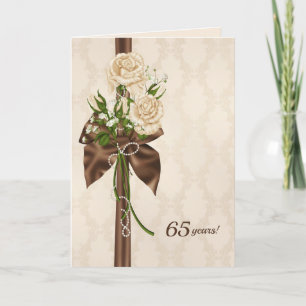 Carte roses du 65e anniversaire sur damask