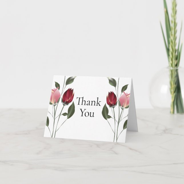 Carte Roses Élégantes Merci (Devant)