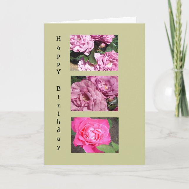 Carte Roses élégantes pour un anniversaire (Devant)