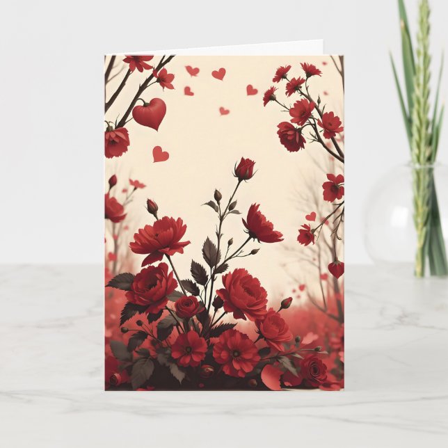 Carte Roses et coeurs Saint-Valentin (Devant)