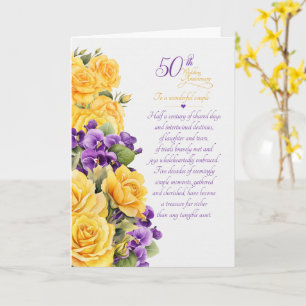 Carte Roses et violettes pour les 50 ans de mariage d'un
