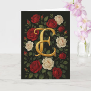 Carte Roses grimpantes enchantées initiale «E»