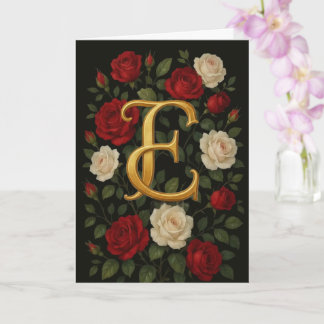 Carte  Roses grimpantes enchantées initiale «E» 