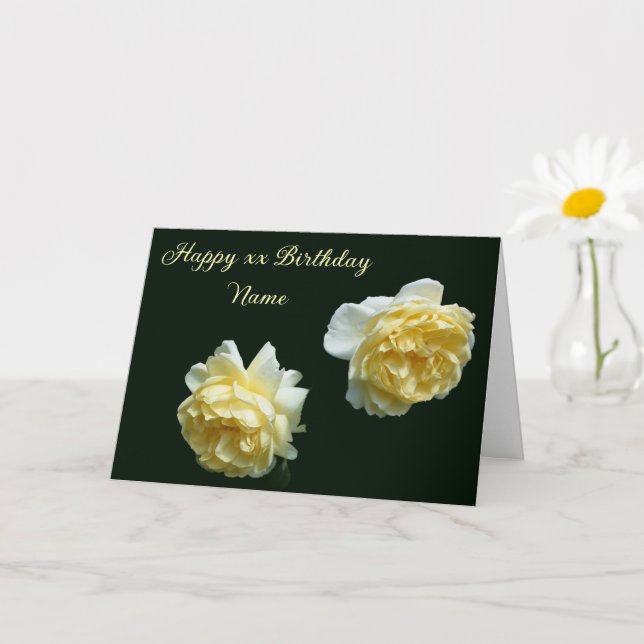Carte Roses Jaunes Personnalisées Anniversaire (Petite plante)