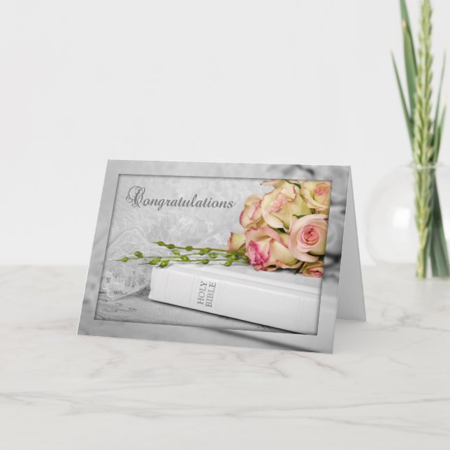 Carte Roses mariages sur la Sainte Bible (Devant)