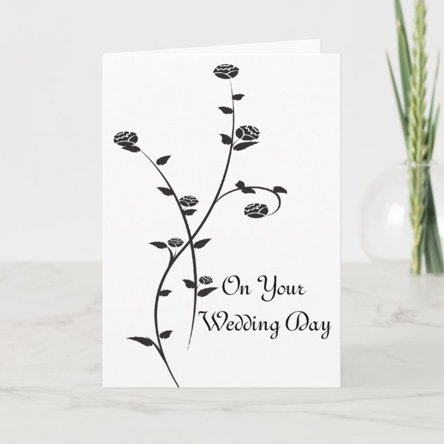 Carte Roses noires et blanches Jour de mariage (Devant)