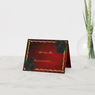 Carte Roses noirs gothiques sang rouge Mariage Table Pla