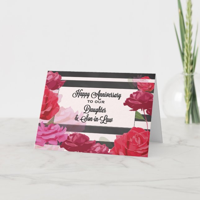 Carte Roses pour l'anniversaire de mariage de la fille e (Devant)