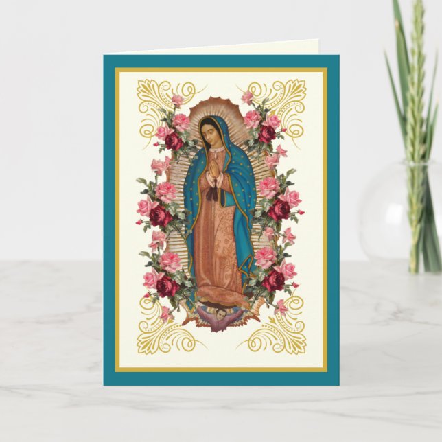Carte Roses Religieuses Vierge Guadalupe Espagnol  (Devant)