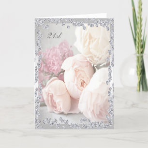 Carte Roses romantiques et diamants 21e anniversaire