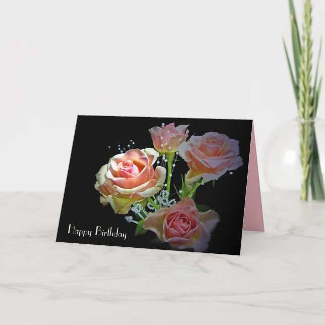 Carte Roses roses blush rose pour anniversaire (Devant)