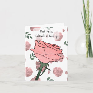 Carte Roses roses- Délicates et adorables
