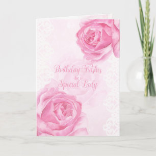 Carte Roses roses et dentelle joyeux anniversaire spécia