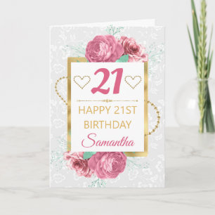 Carte Roses roses et papier d'or pour anniversaire