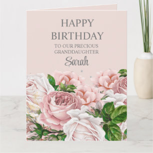 Carte Roses roses florales pailletées Sweet 16 grands-pa
