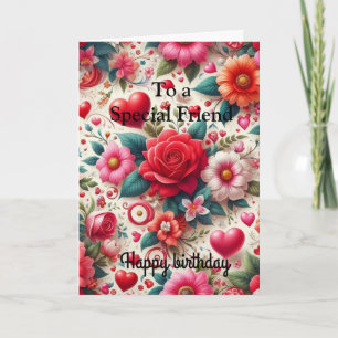 Carte Roses roses rouges roses pour l'anniversaire d'une
