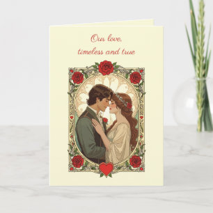 Carte Roses rouges et romance Art Nouveau Illustrations 