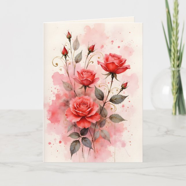 Carte Roses rouges pour la Saint-Valentin et l'anniversa (Devant)