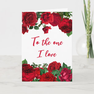 Carte Roses rouges romantiques sur fond blanc pour la Sa