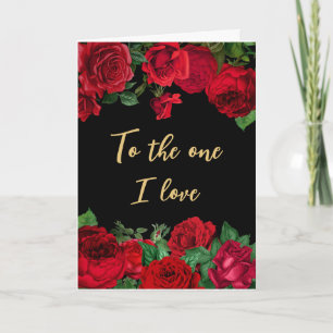 Carte Roses rouges romantiques sur fond noir pour la Sai