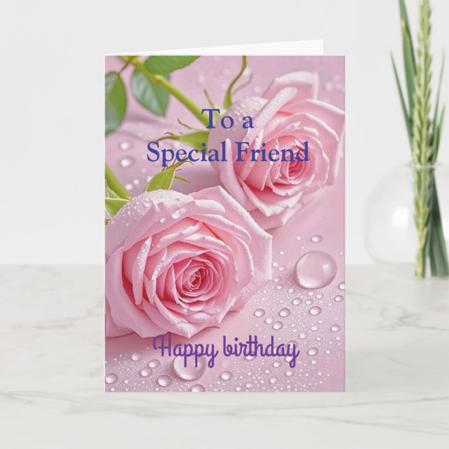 Carte Roses rouges roses pour l'anniversaire d'une amie  (Devant)